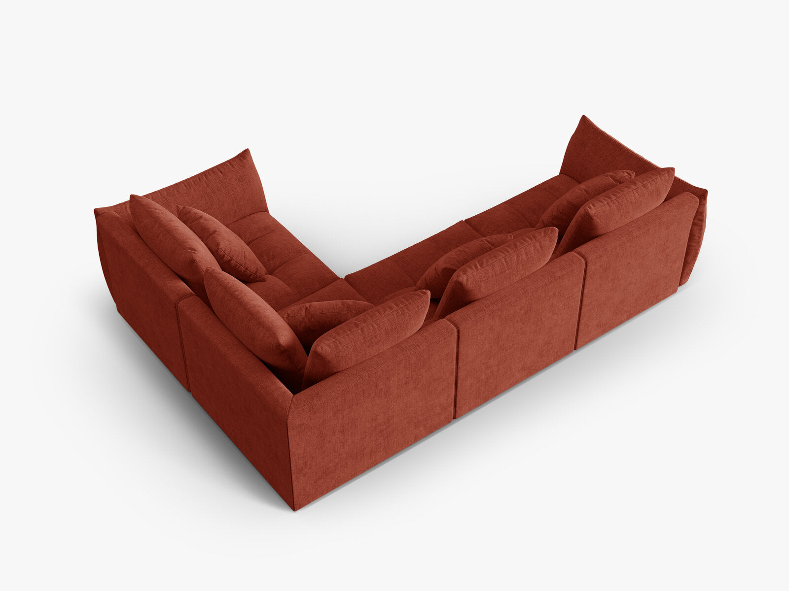 Micadoni Ecksofa Bloom 4-Sitzer Strukturierter Stoff Wind Kastanienbraun Rechts