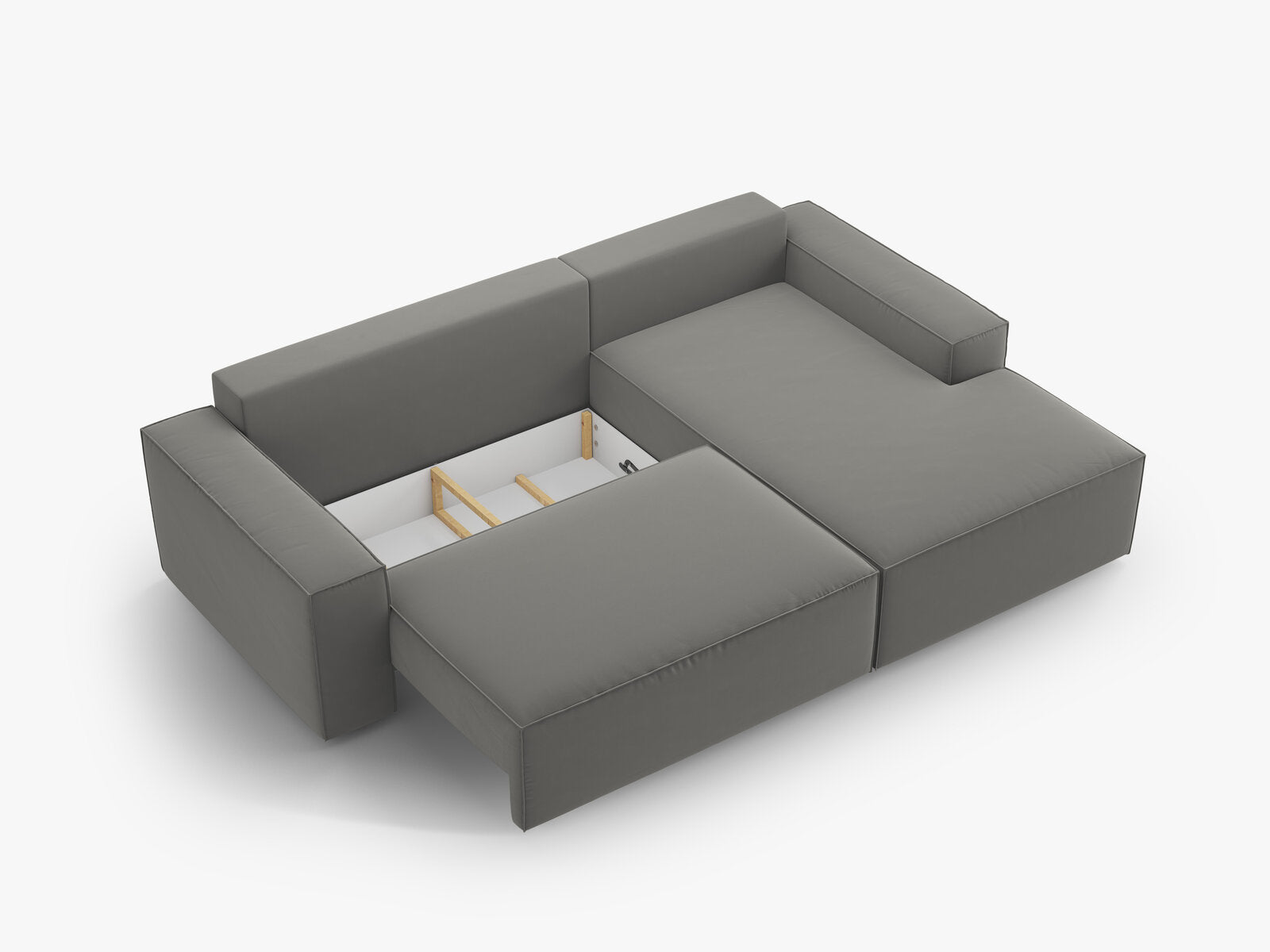 Micadoni Schlaf-Ecksofa Jodie 3-Sitzer Rechts Samt Hellgrau