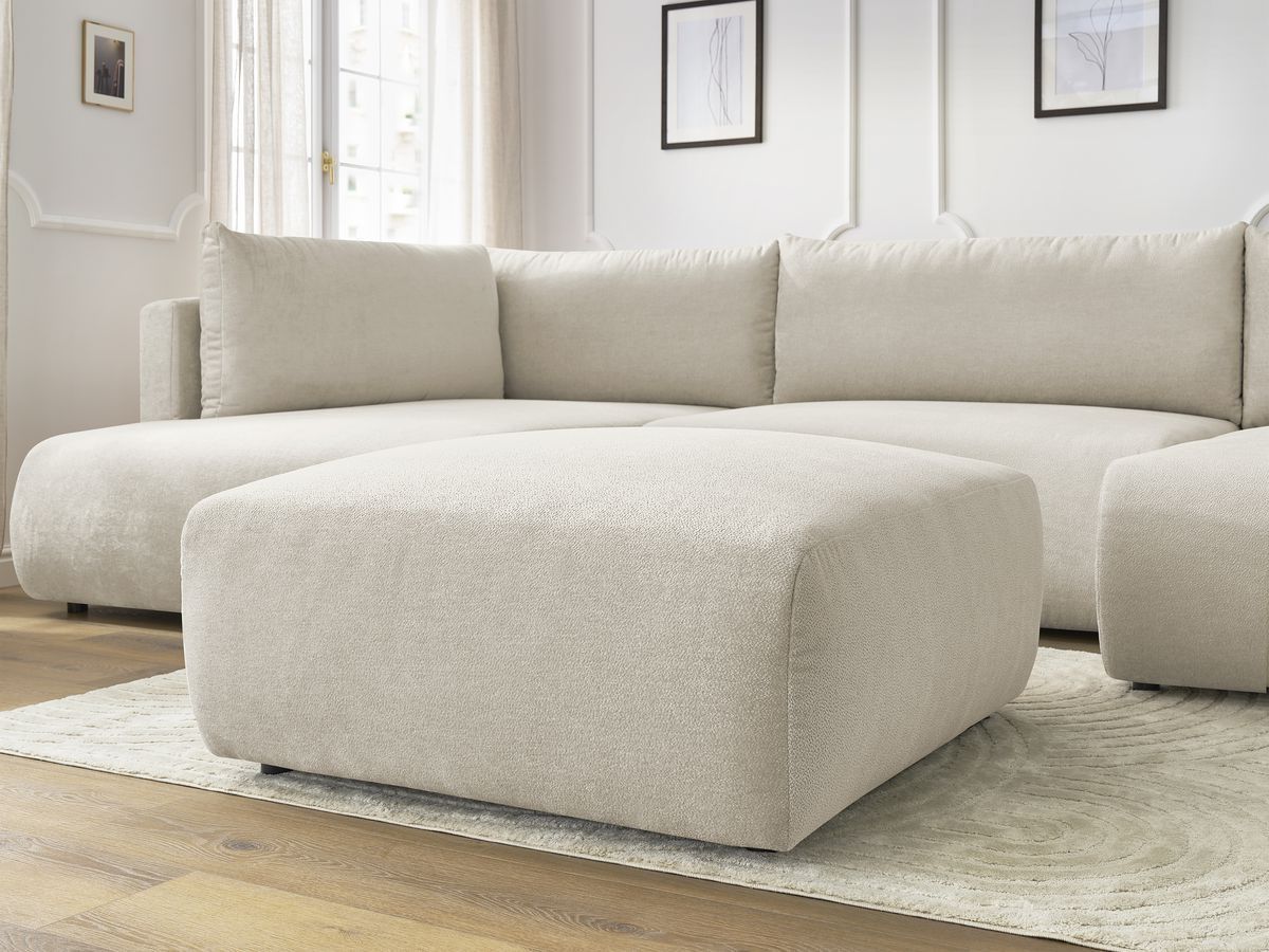 Bobochic Lucien Wohnlandschaft mit Pouf Stoff Beige Ecke rechts