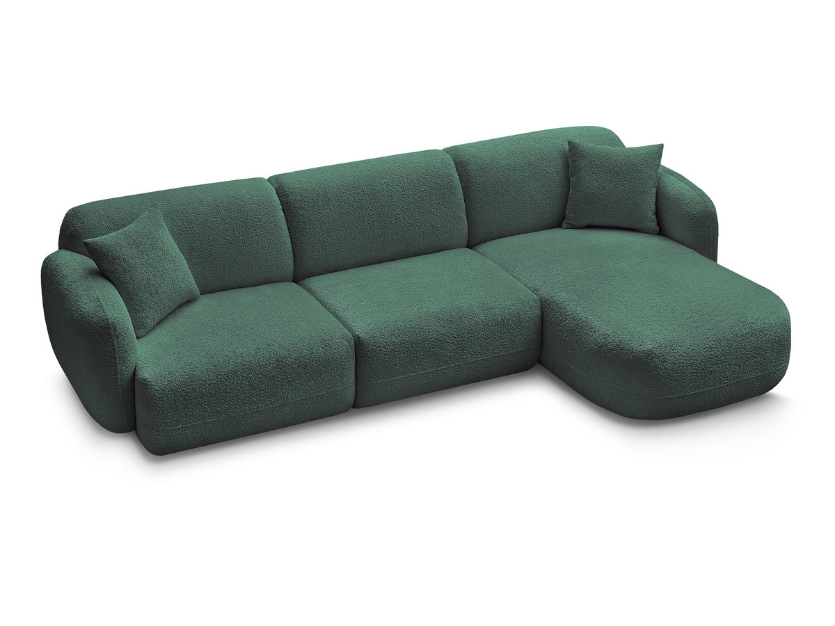 Bobochic Anda Ecksofa 292 × 163 cm Chenille Dunkelgrün Ecke rechts