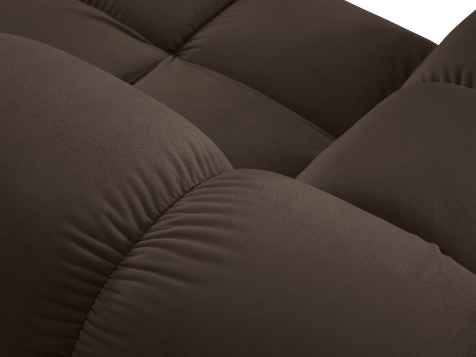 Micadoni Modulares Panorama Ecksofa Bellis 7-Sitzer Rechts Samt Bluvel Dunkelbraun