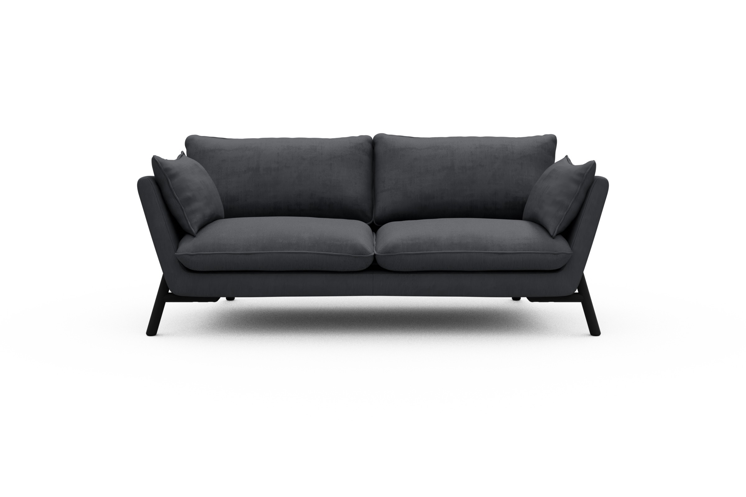 Skandi Home Sofa Emil 2-Sitzer Beinfarbe Eiche Schwarz Cordufine-Slate-Grey moebelfaktor