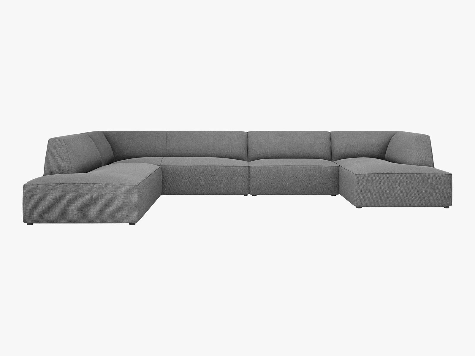Micadoni Panorama-Ecksofa Ruby 7-Sitzer Links Strukturierter Stoff Ottawa Grau