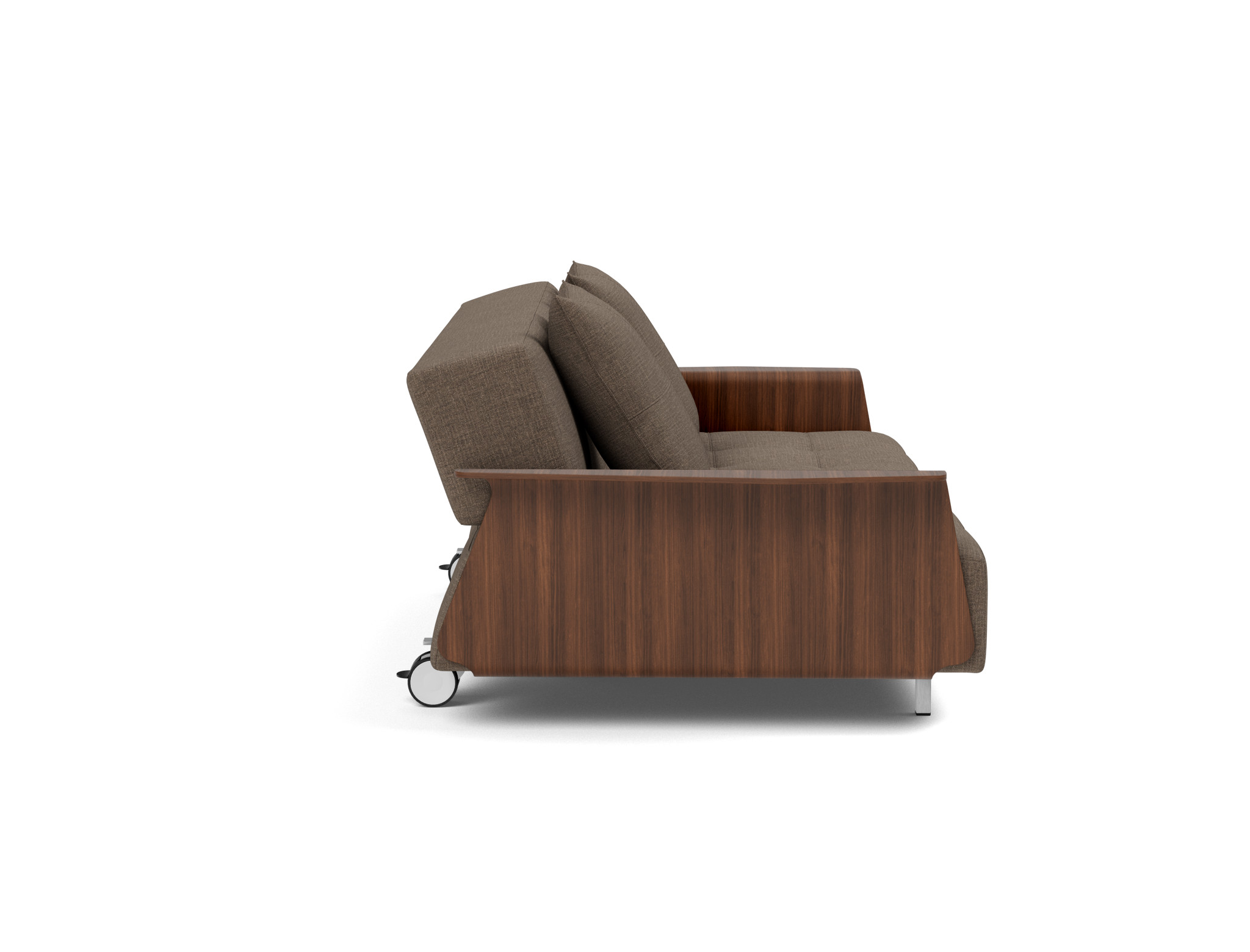 Schlafsofa Long Horn D.E.L. mit Armlehnen Chenille Esina 411-Cedar-Brown