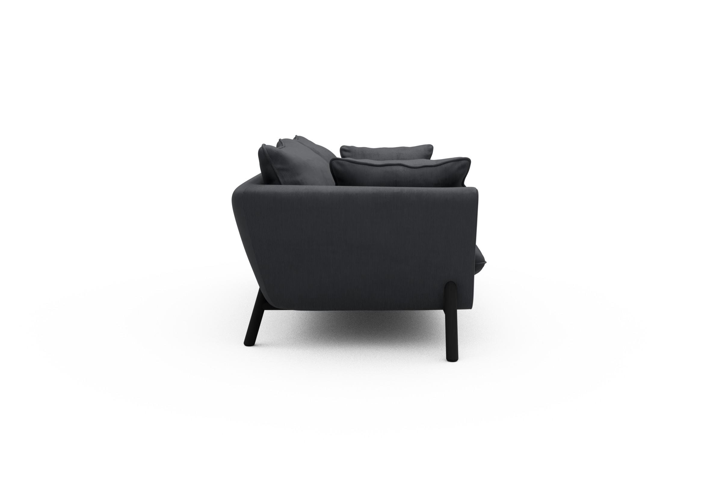 Sofa Emil PREMIUM 2-Sitzer Beinfarbe Eiche Schwarz Cordufine-Slate-Grey