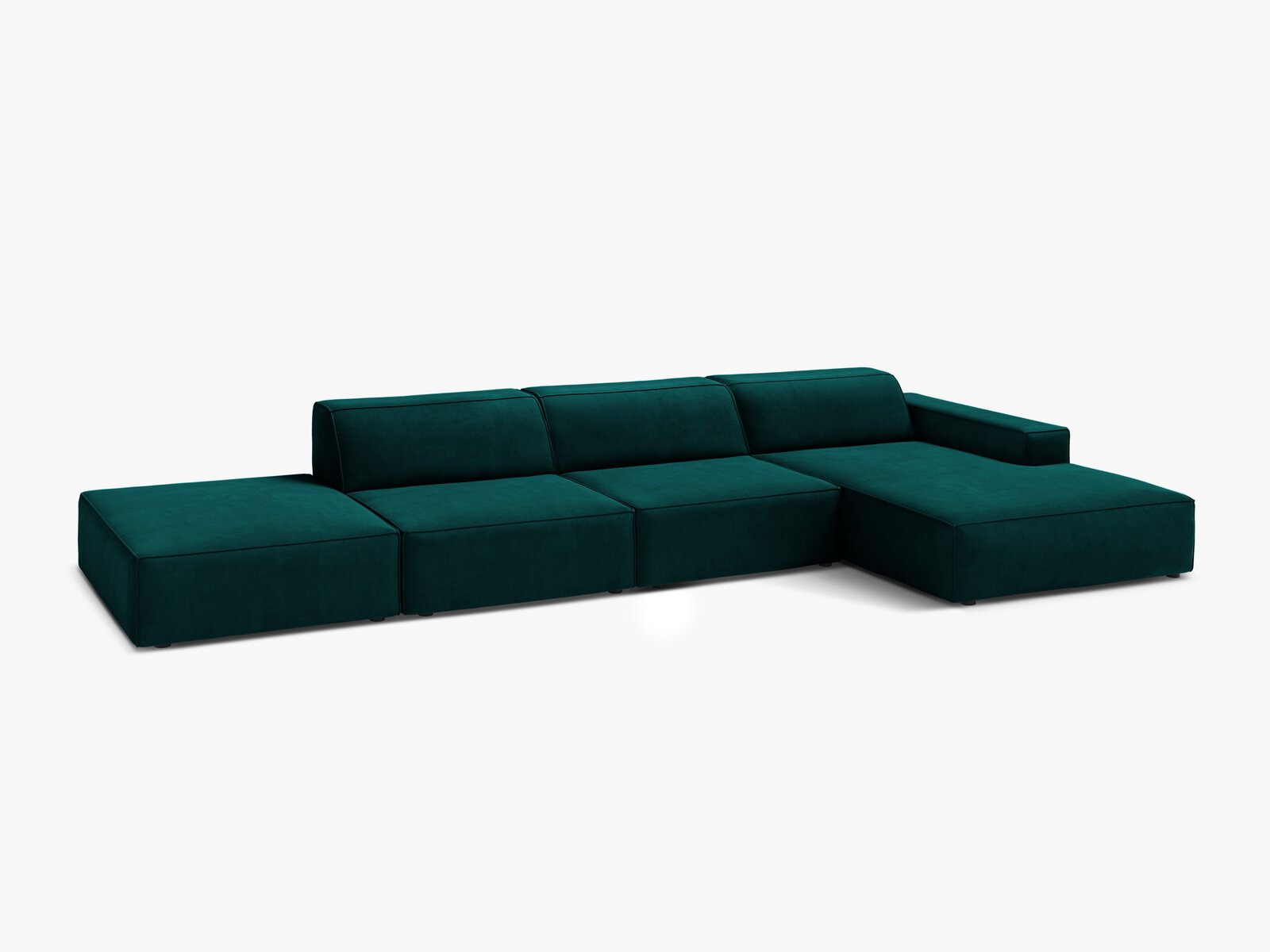 Micadoni Ecksofa Jodie 5-Sitzer Samt Venus Dunkel Petrol Rechts