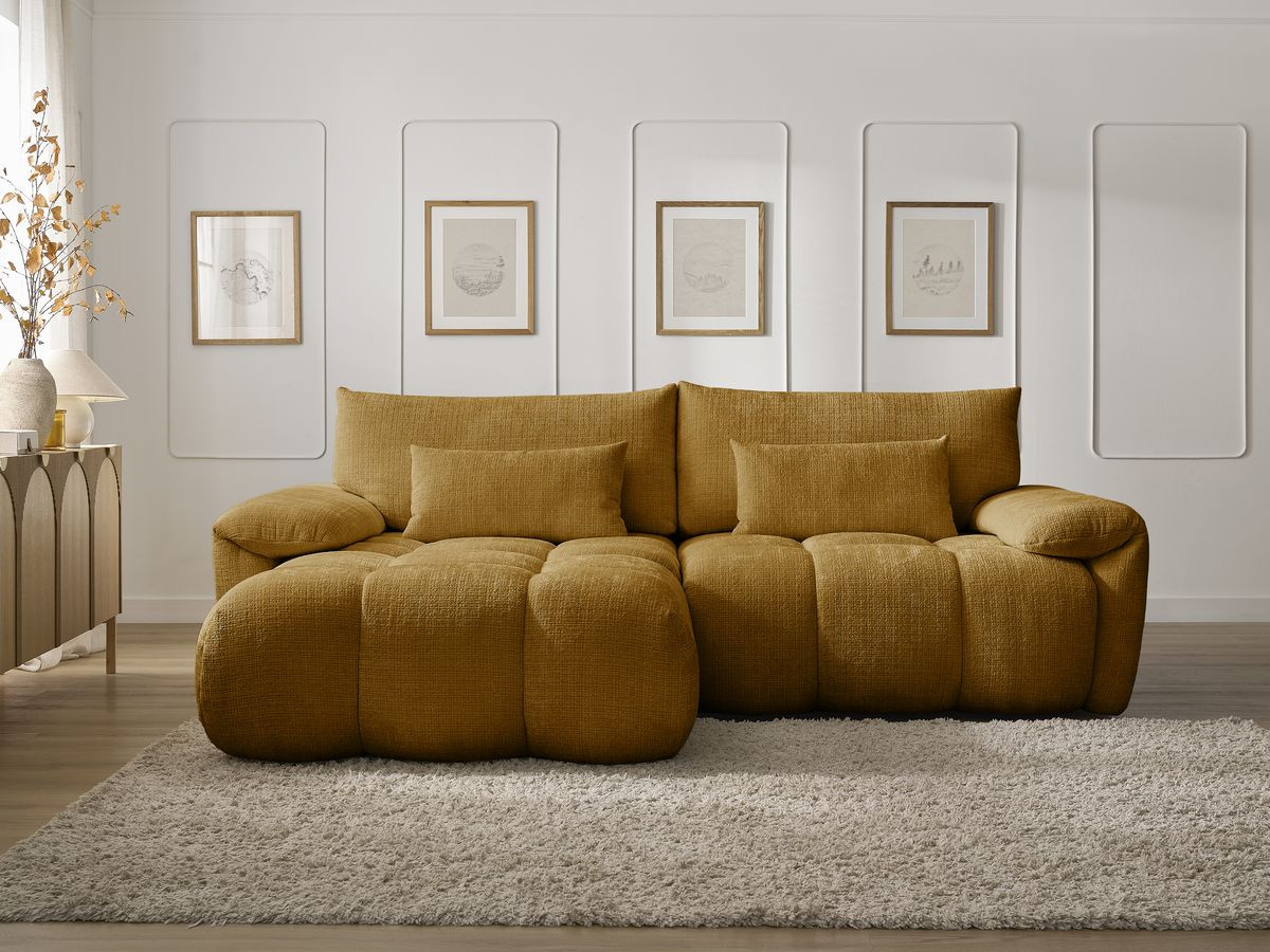 Bobochic Ivane Ecksofa Strukturstoff Gelb Ecke links