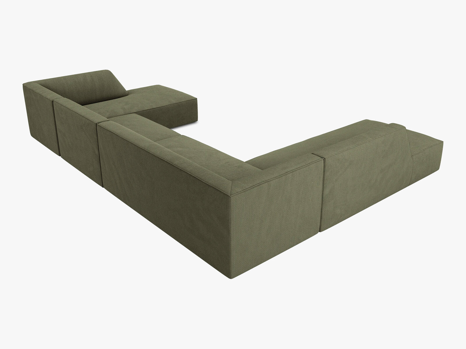 Micadoni Panorama-Ecksofa Ruby 7-Sitzer Links Kord Scala Grün