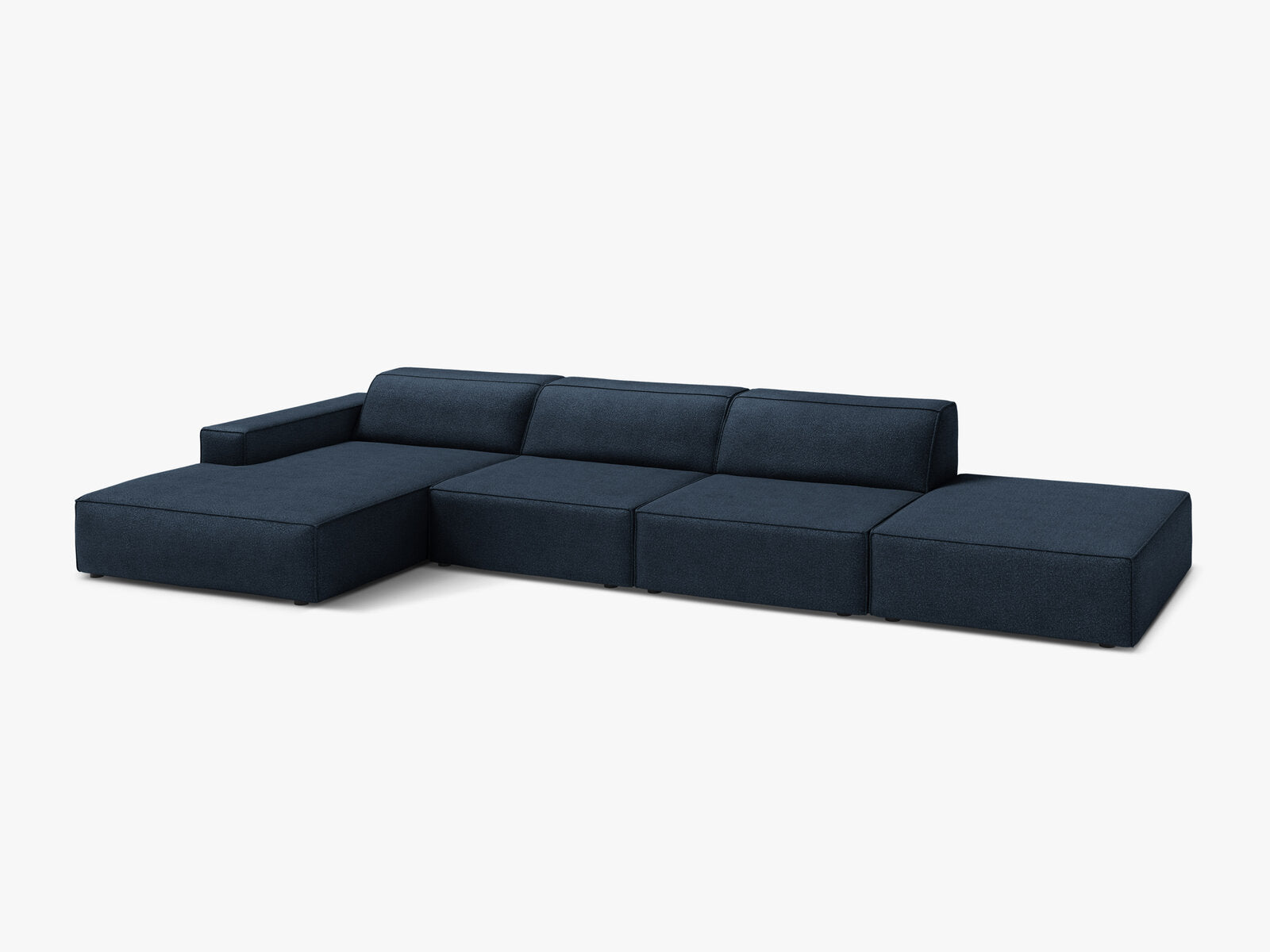 Micadoni Ecksofa Jodie 5-Sitzer Links Boucle Baloo Dunkelblau