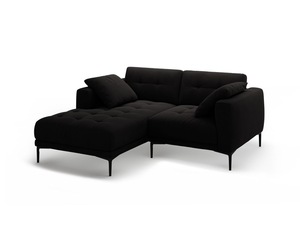 Cosmopolitan Design Ecksofa Lazio 2-Sitzer Samt Salvador Schwarz Links
