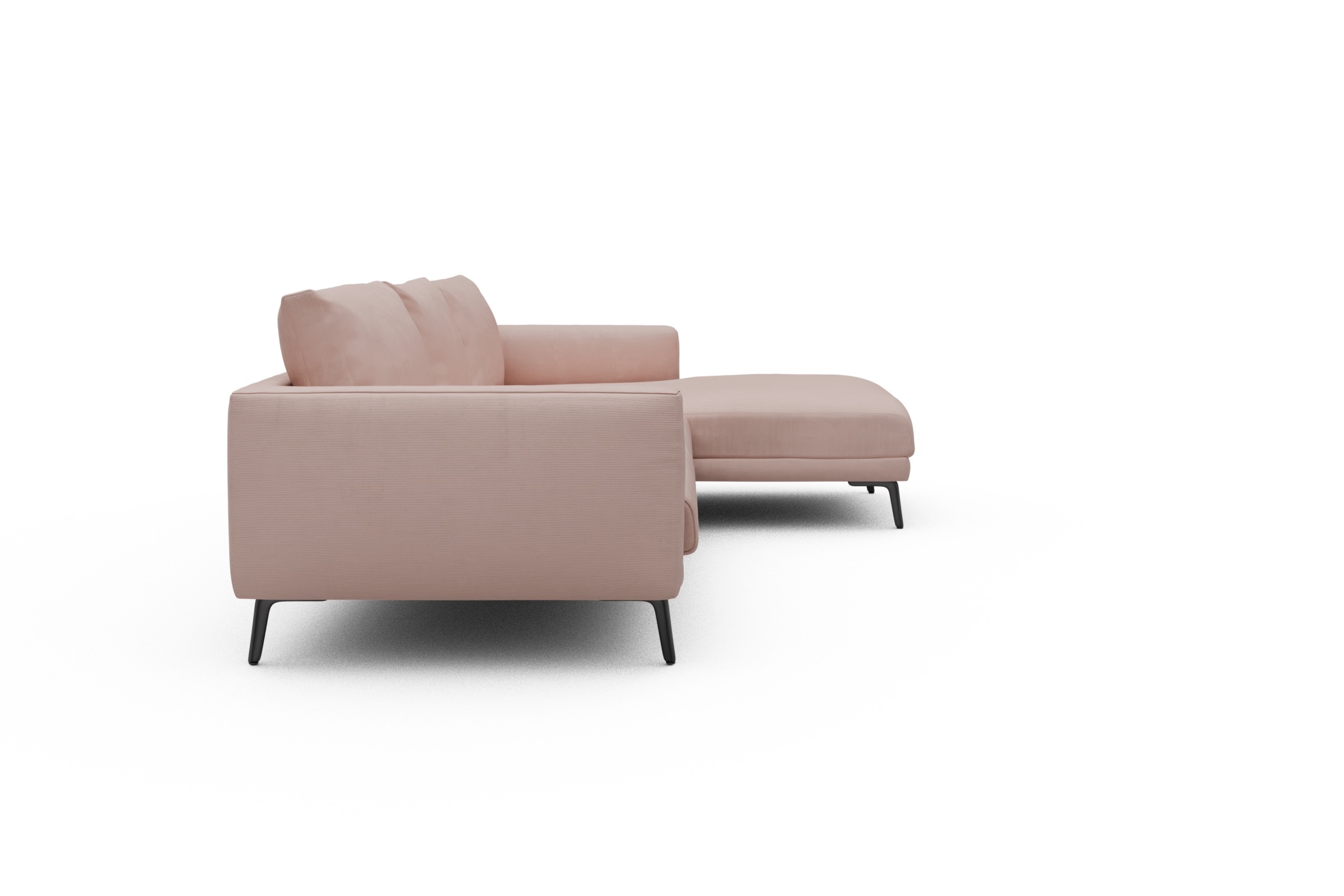Ecksofa Karl Chaiselongue rechts mit 2,5-Sitzer Cordufine-Blush