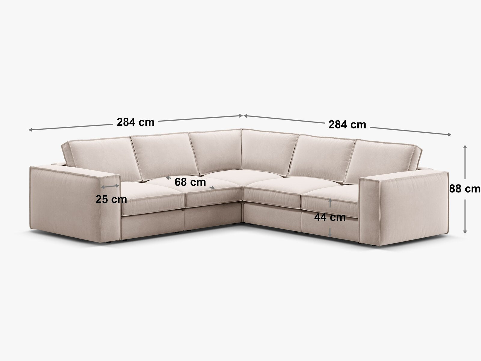 Micadoni symmetrisches modulares Ecksofa Pola 4-Sitzer Schwarz