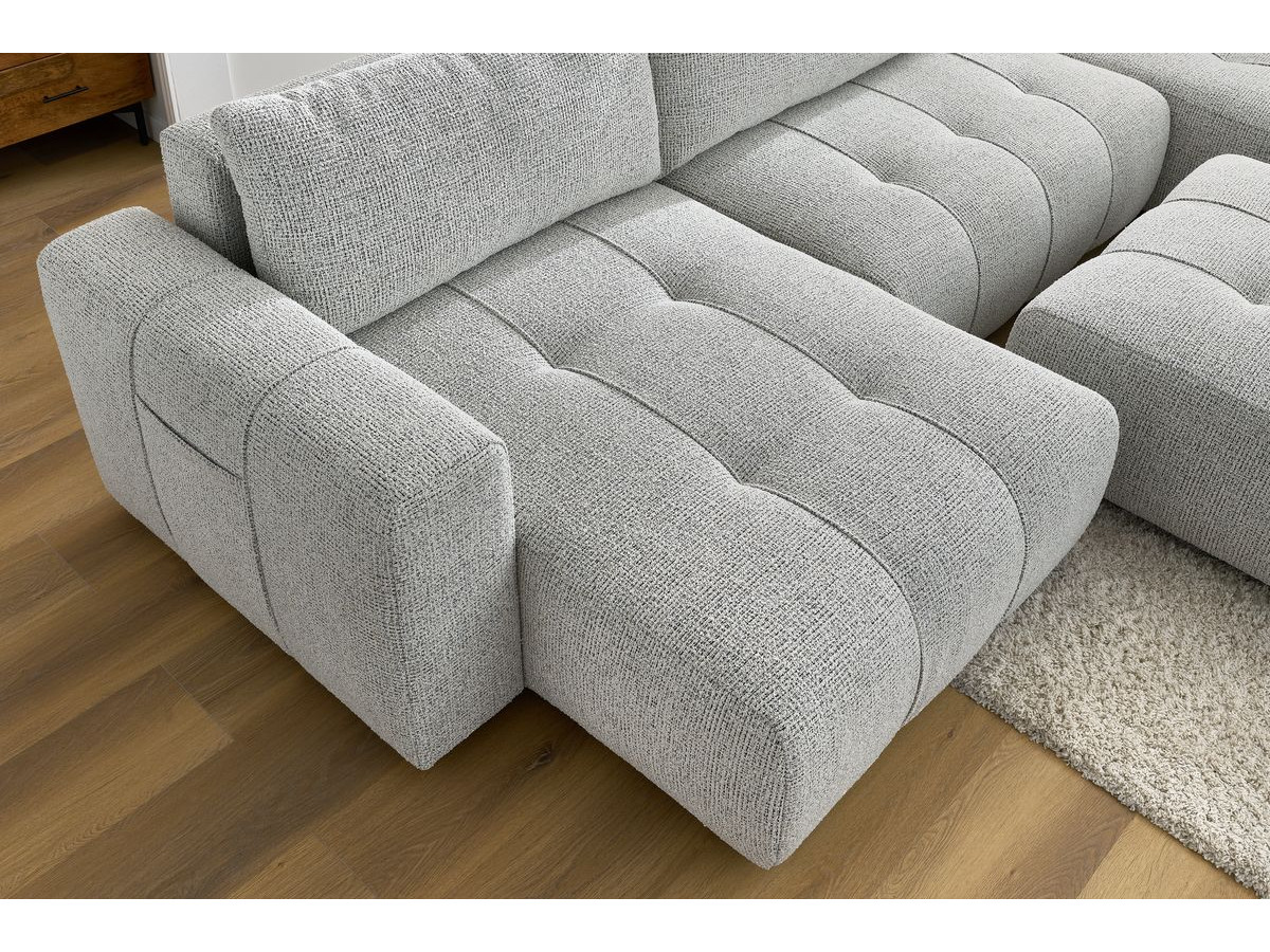 Bobochic Arsene Wohnlandschaft mit Pouf Melange-Stoff Hellgrau Ecke rechts
