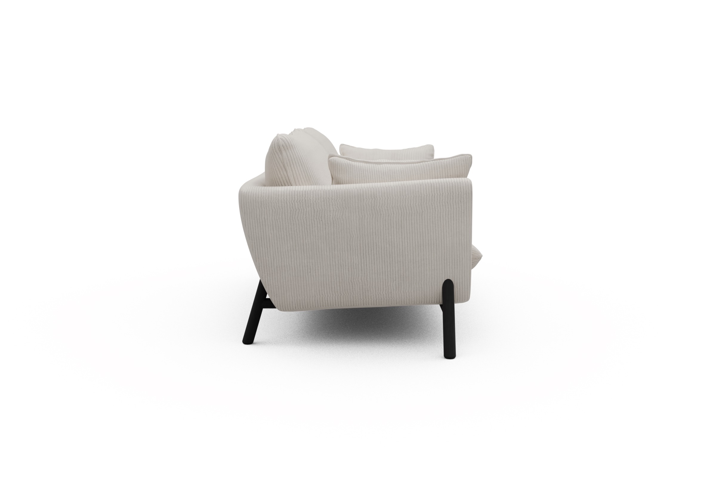 Sofa Emil 2-Sitzer Beinfarbe Eiche Schwarz Corduroy-Ivory