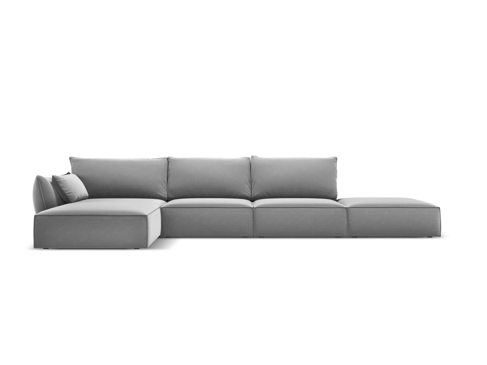 5-Sitzer Velvet Ecke links Sofa Kaelle | Bezug Grey | Beinfarbe Black Plastic