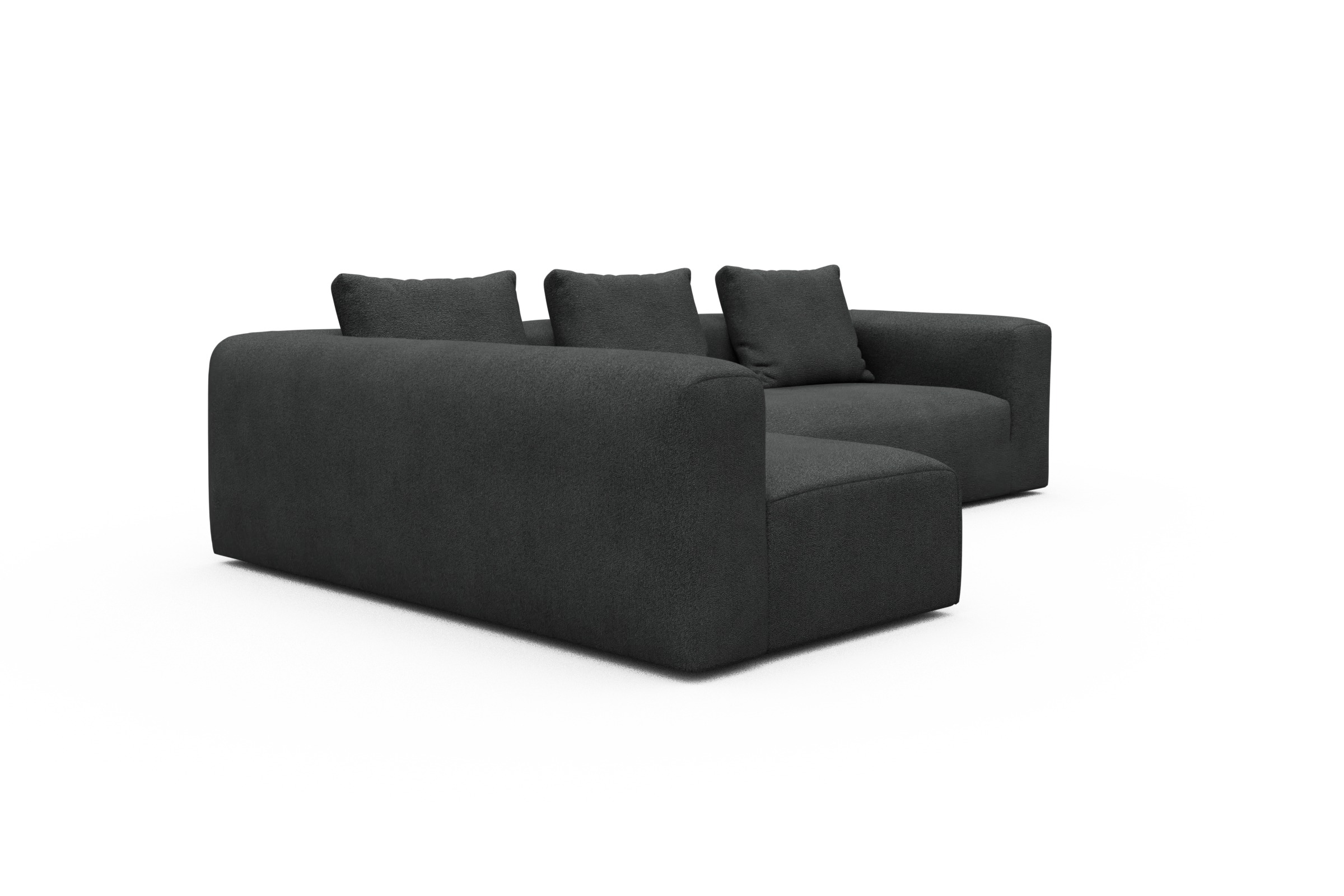 Ecksofa Fred 2x 2,5-Sitzer links offen Boucle-Charcoal