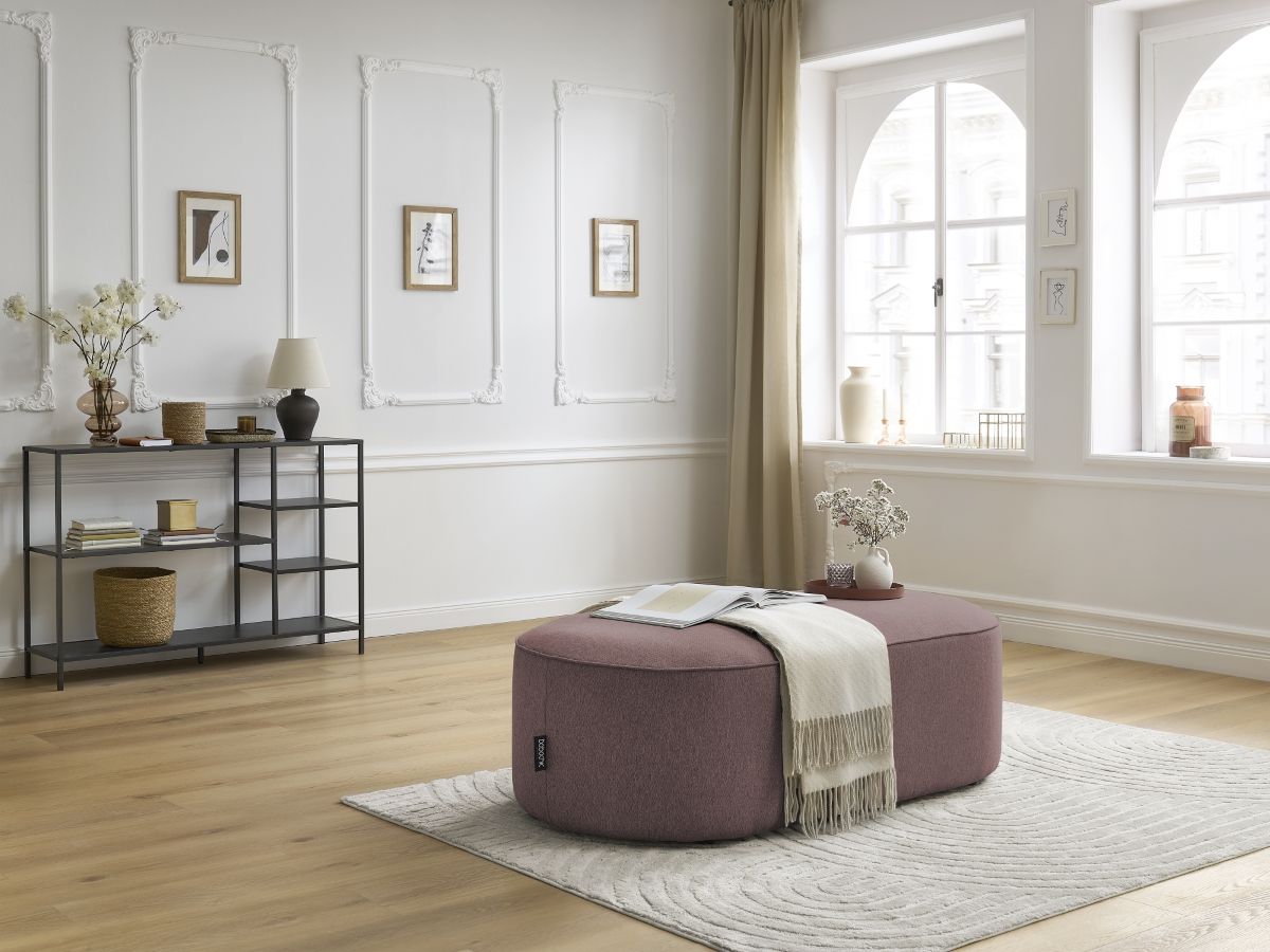 Bobochic Rousseau Pouf Melange-Stoff Rosa