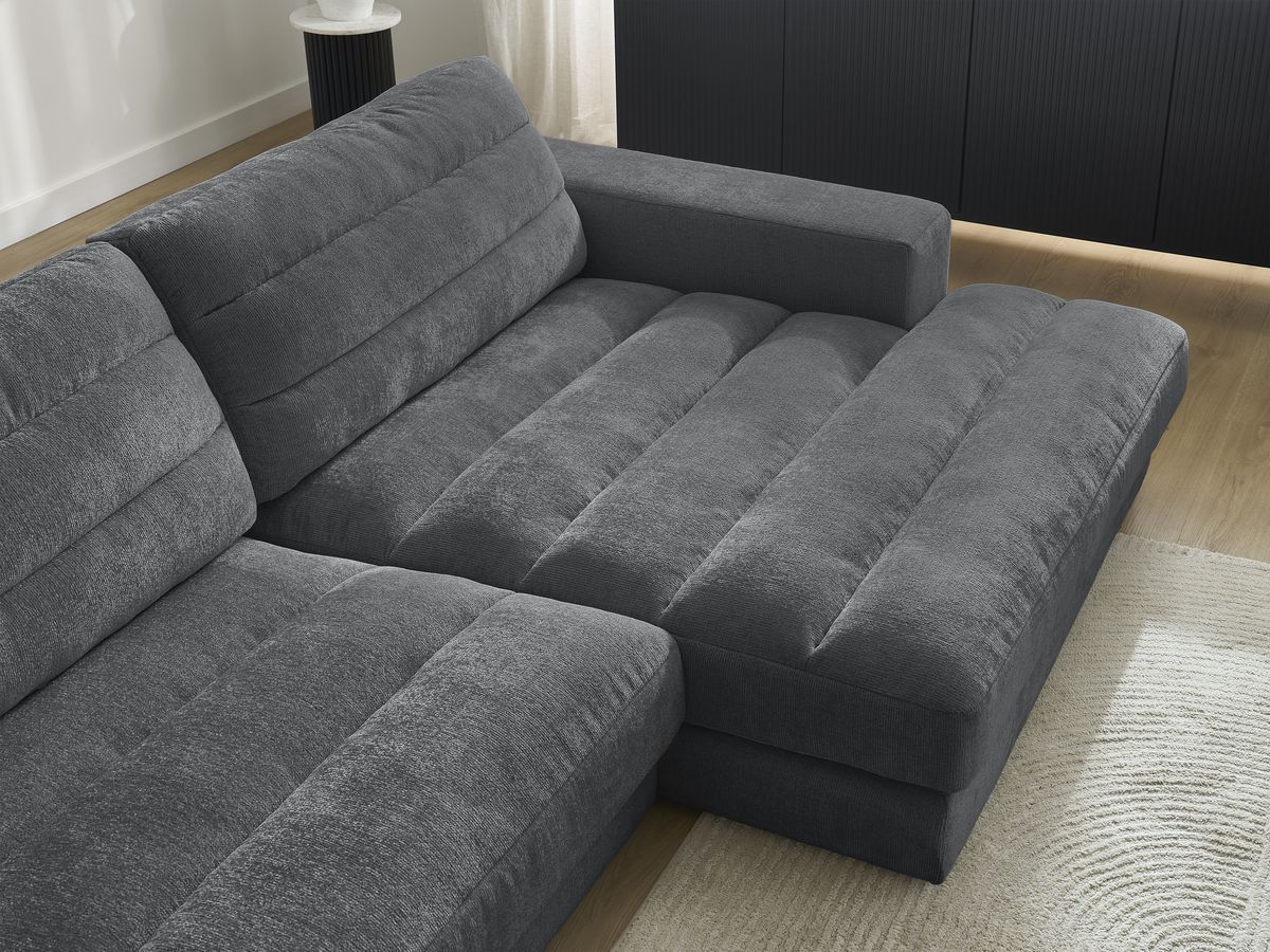 Bobochic Sierra Ecksofa Strukturstoff Dunkelgrau Ecke rechts
