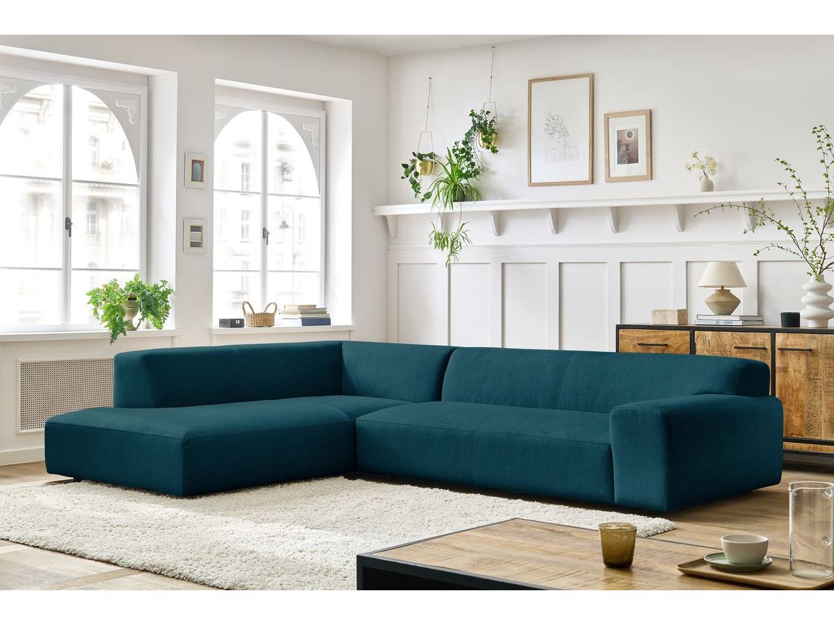 Bobochic Lavena Ecksofa 312 × 220 cm Samt Dunkelblau Ecke links
