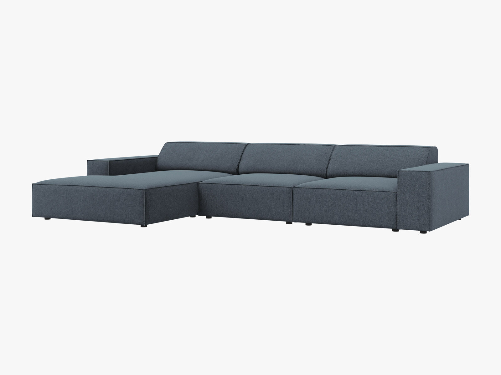 Micadoni Ecksofa Jodie 4-Sitzer Links Strukturierter Stoff Megan Blau