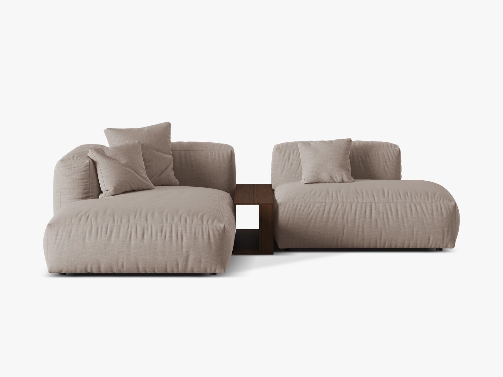 Micadoni Ecksofa Martina 2-Sitzer mit Couchtisch Links Strukturierter Stoff Dunkelbeige