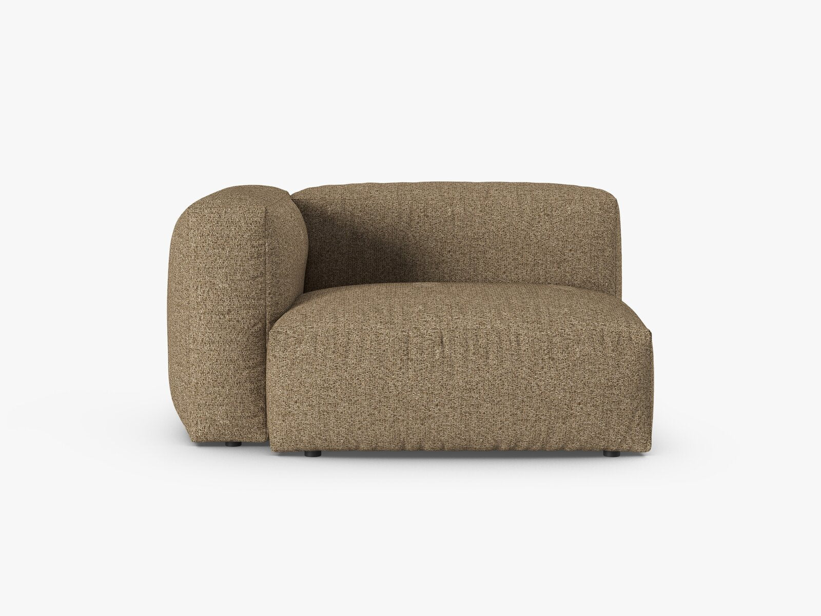 Micadoni Eckmodul mit Armlehne Martina 1-Sitzer 90cm Sitztiefe Links Boucle Monet Cappuccino