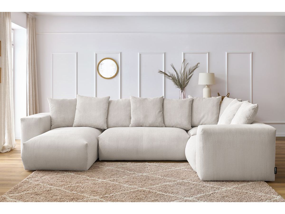 Bobochic Voltaire Wohnlandschaft 356 × 214 cm Cordsamt Beige Ecke links
