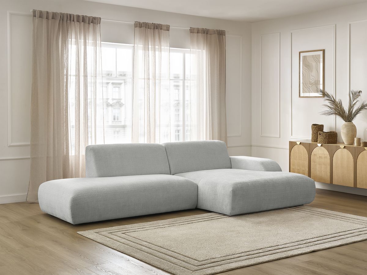 Bobochic Sirius Ecksofa 300 × 170 cm Strukturstoff Hellgrau Ecke rechts