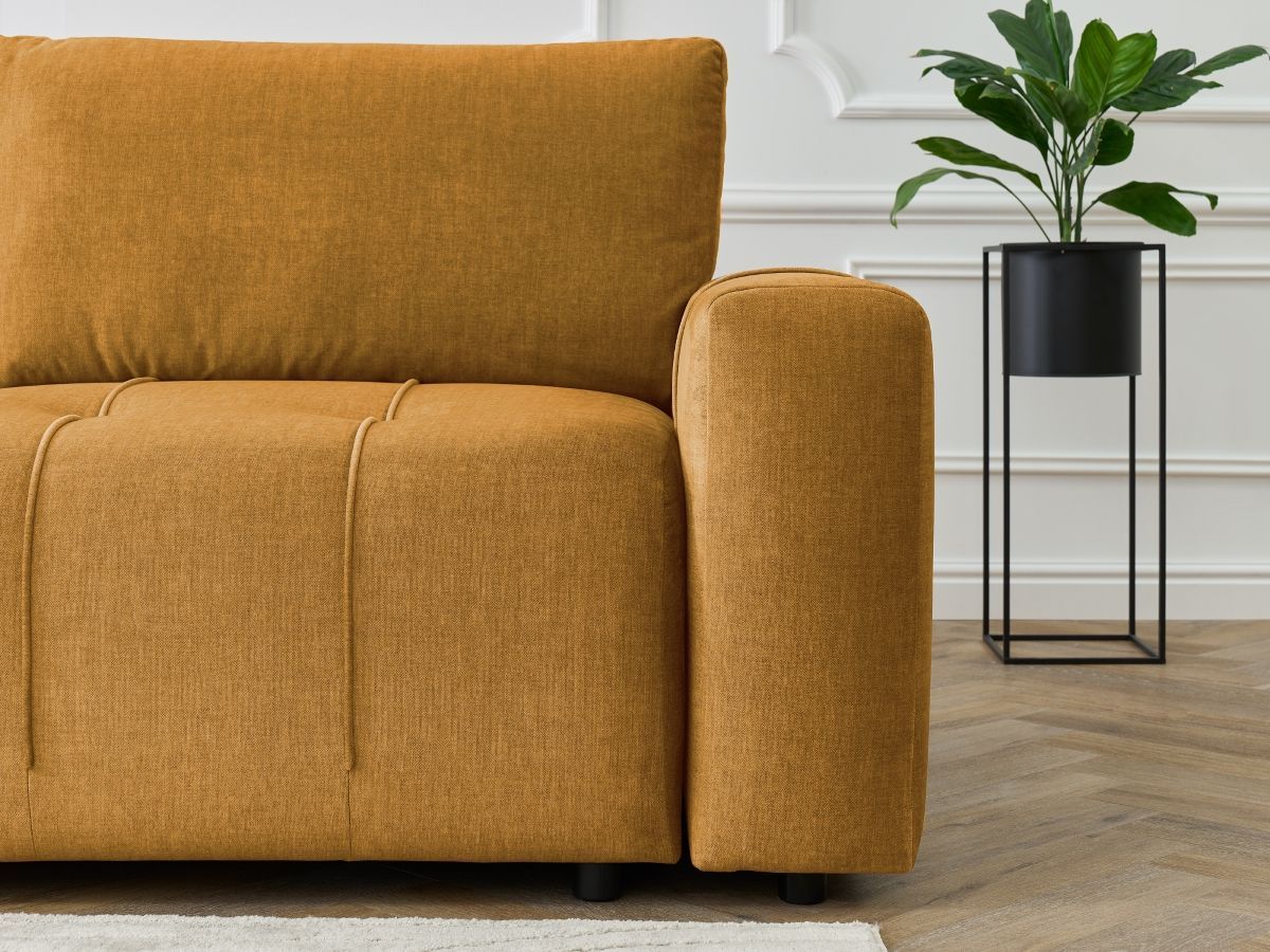 Bobochic Arsene Ecksofa mit Schlaffunktion und Bettkasten 277 × 200 cm Samt Gelb Ecke links