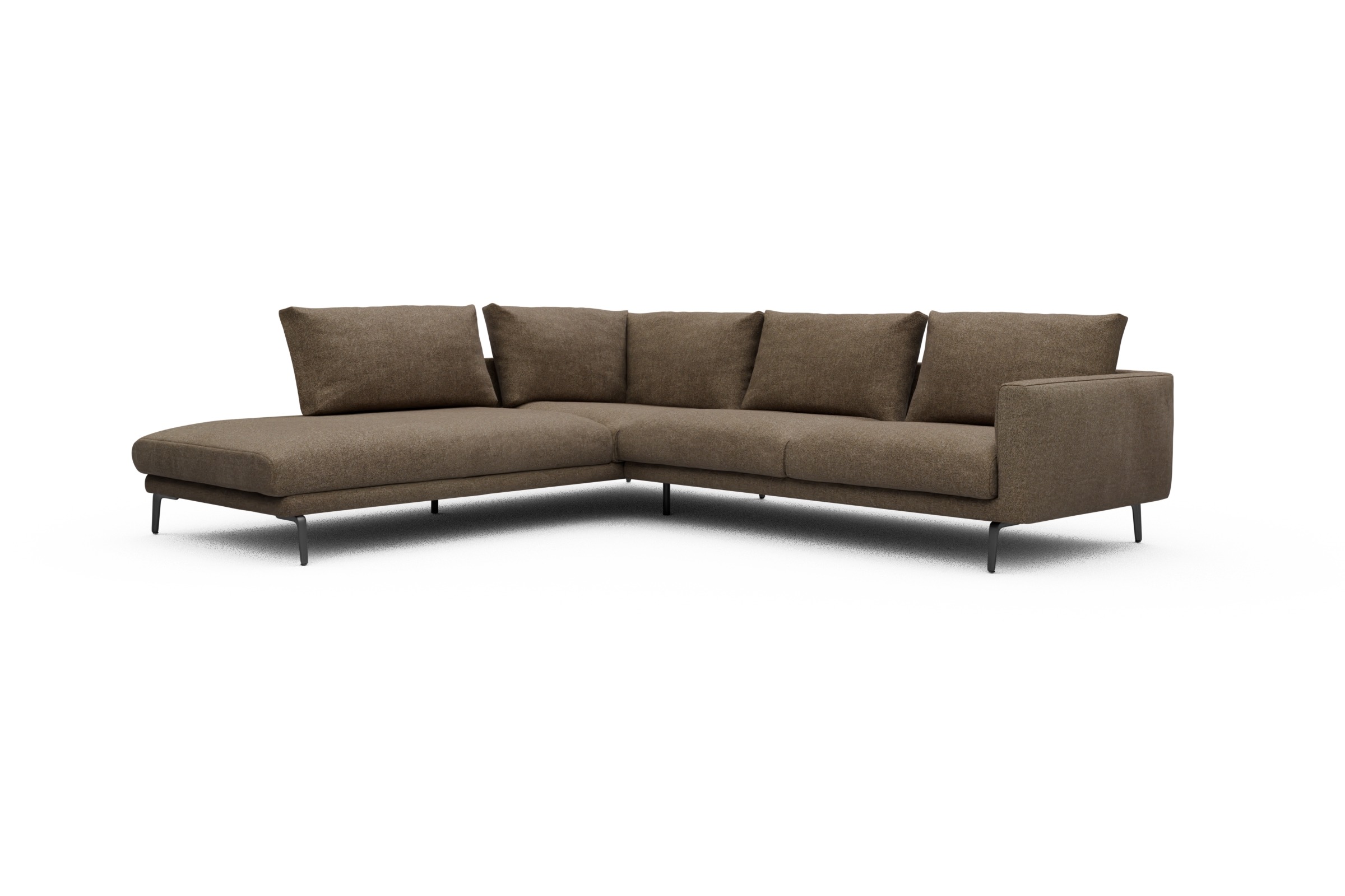 Ecksofa Karl Relax-Ecke links mit 2,5-Sitzer Aivi-Khaki-Brown