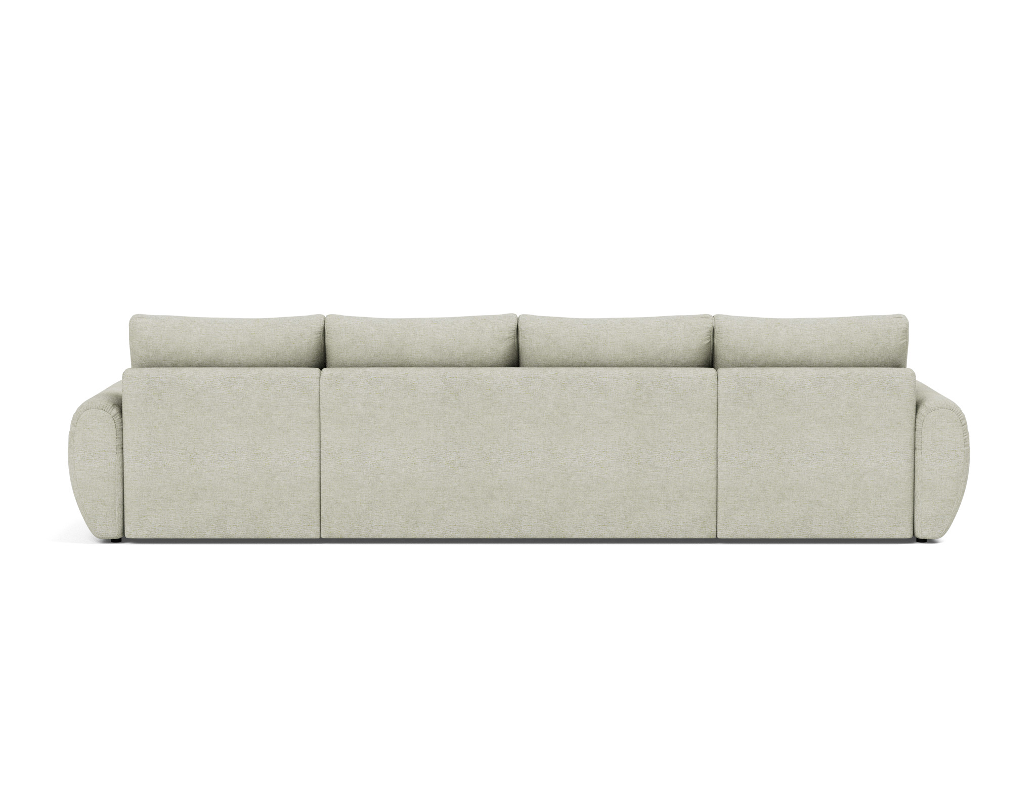 Schlafsofa Norum U-Form mit Curve-Armlehnen Flachgewebe Avella 280-Sand