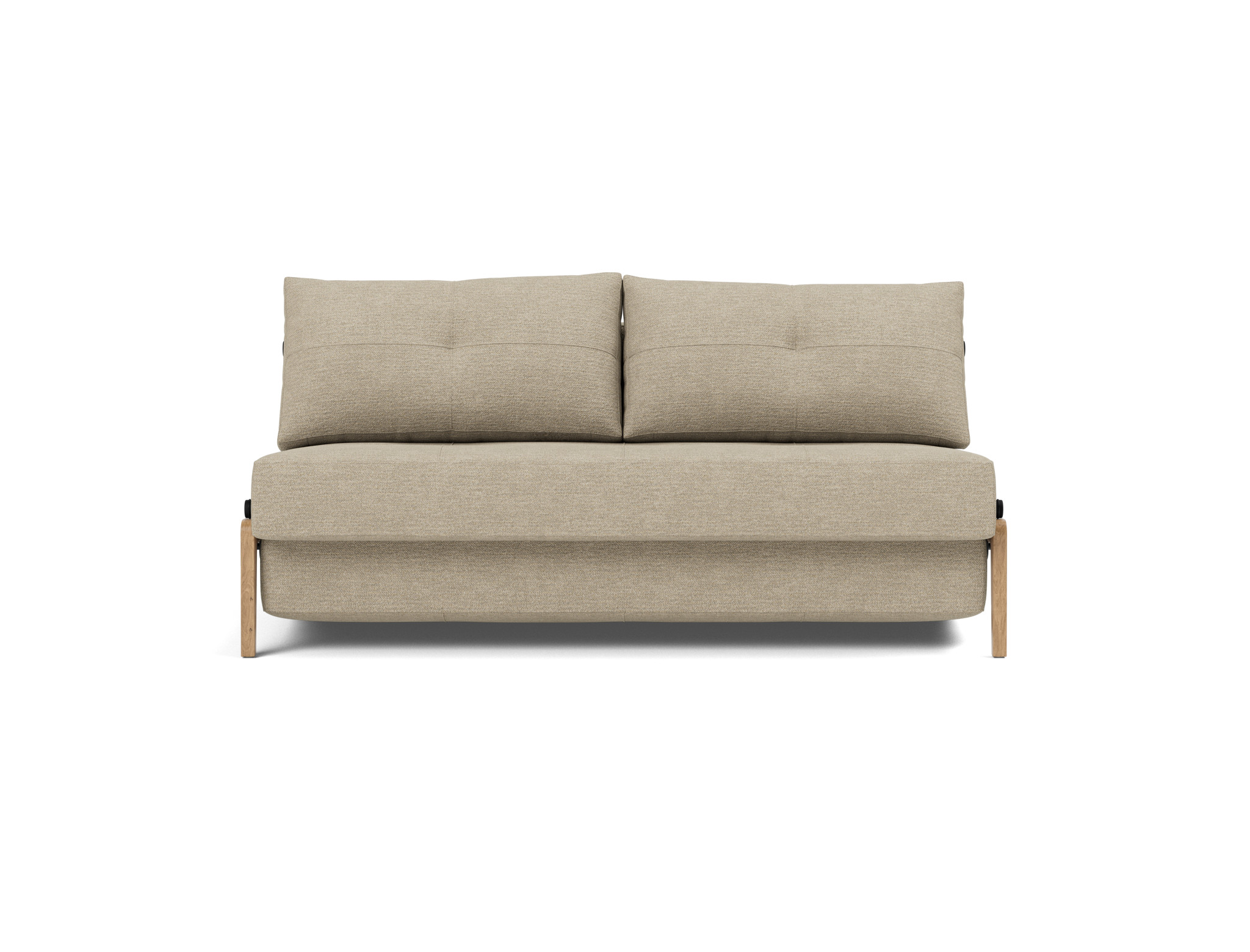 Schlafsofa Cubed 160 Strukturierter Stoff Taura 356-Sand Beine Eiche