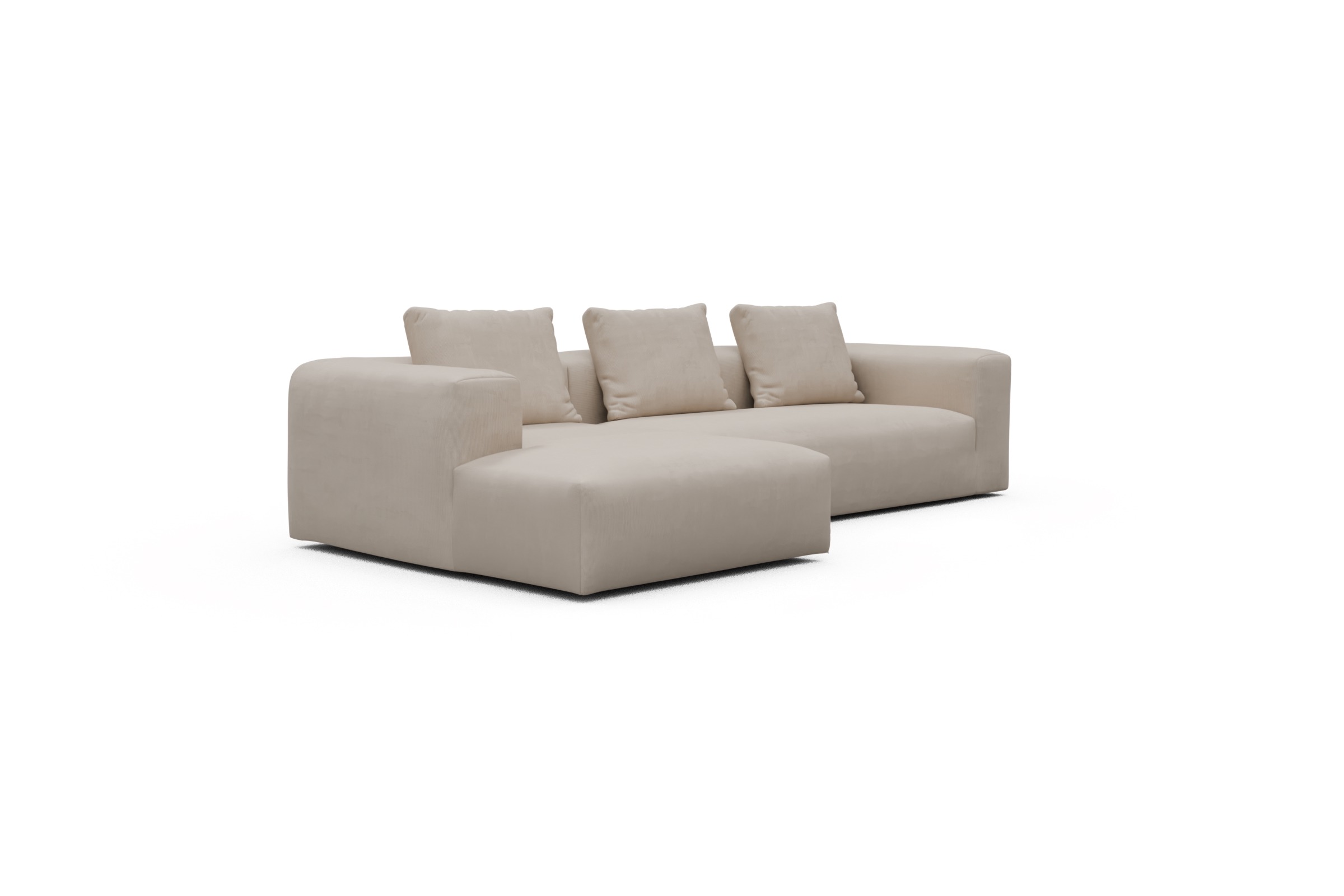 Ecksofa Fred Chaiselongue links mit 2,5-Sitzer Cordufine-Off-White
