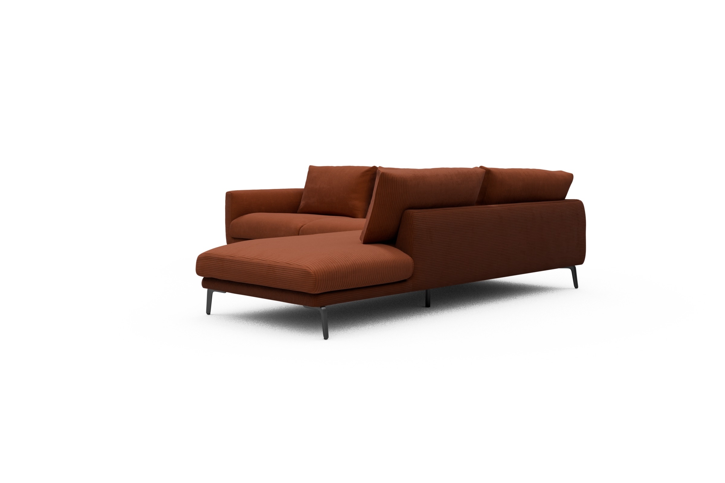 Ecksofa Karl Relax-Ecke rechts mit 2,5-Sitzer Corduroy-Burnt-Orange