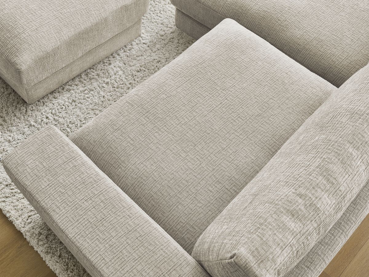 Bobochic Leonard Ecksofa mit Pouf 274 × 159 cm Strukturstoff Beige Ecke links