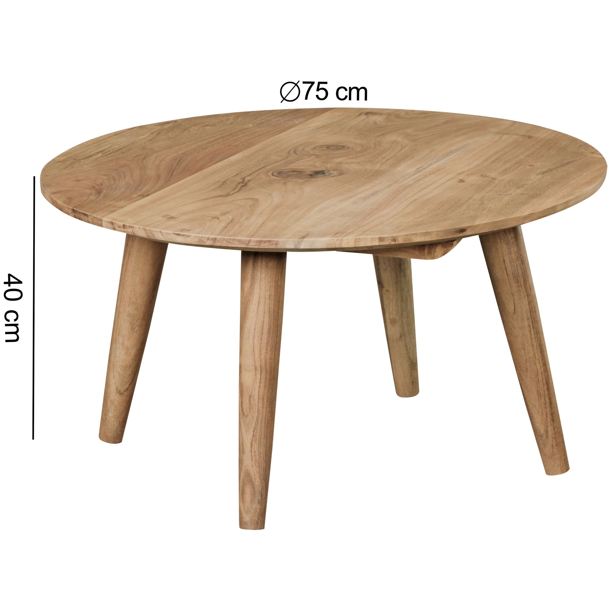 Couchtisch Andenes Akazie Massivholz Ø 75 cm