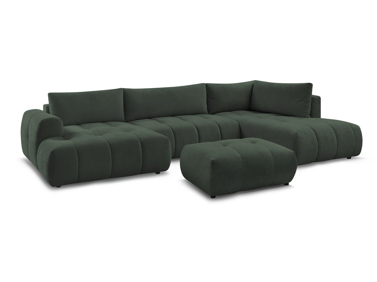 Bobochic Fuji Wohnlandschaft mit Pouf Stoff Grün Ecke links