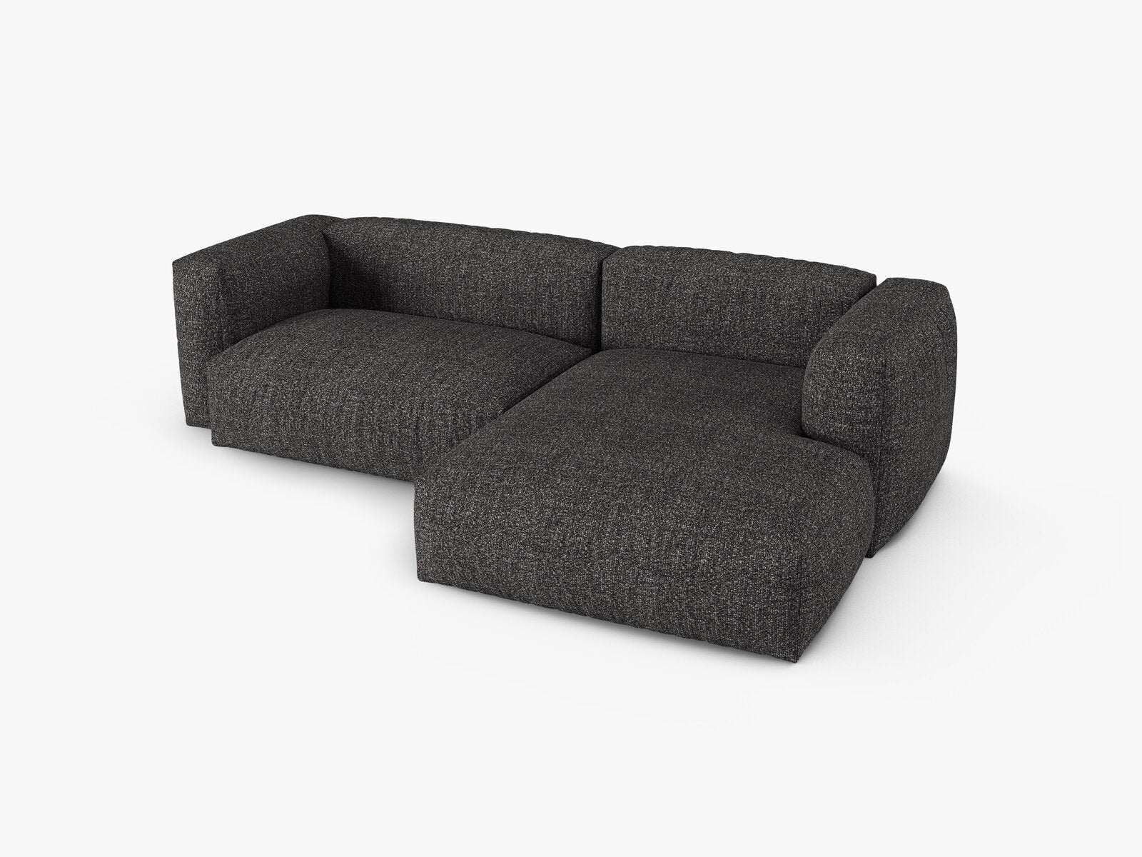Micadoni Ecksofa Martina 2-Sitzer 90cm Sitztiefe Rechts Boucle Monet Anthrazit