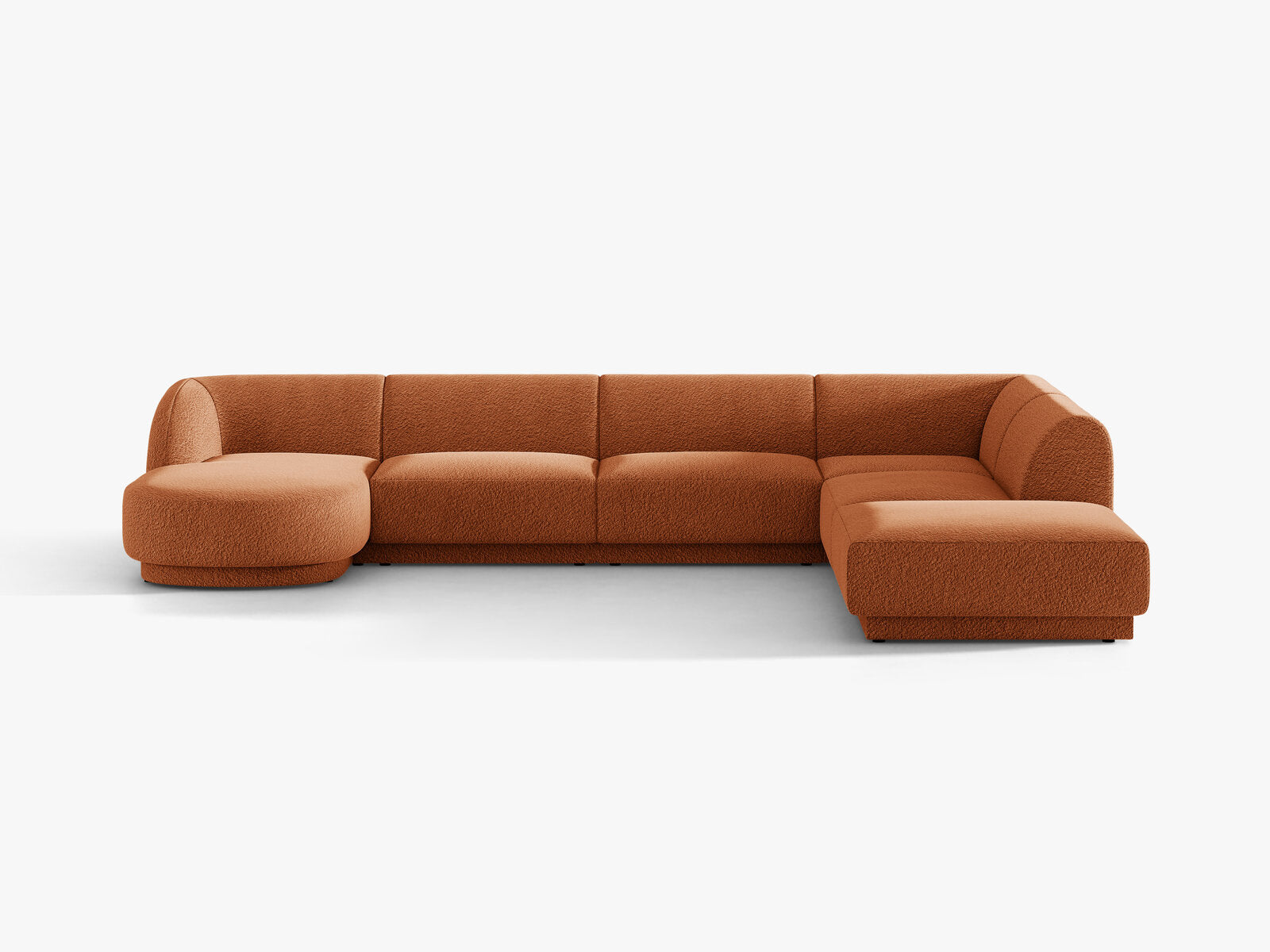 Micadoni Panorama-Ecksofa Miley 6-Sitzer Rechts Boucle Baloo Terrakotta