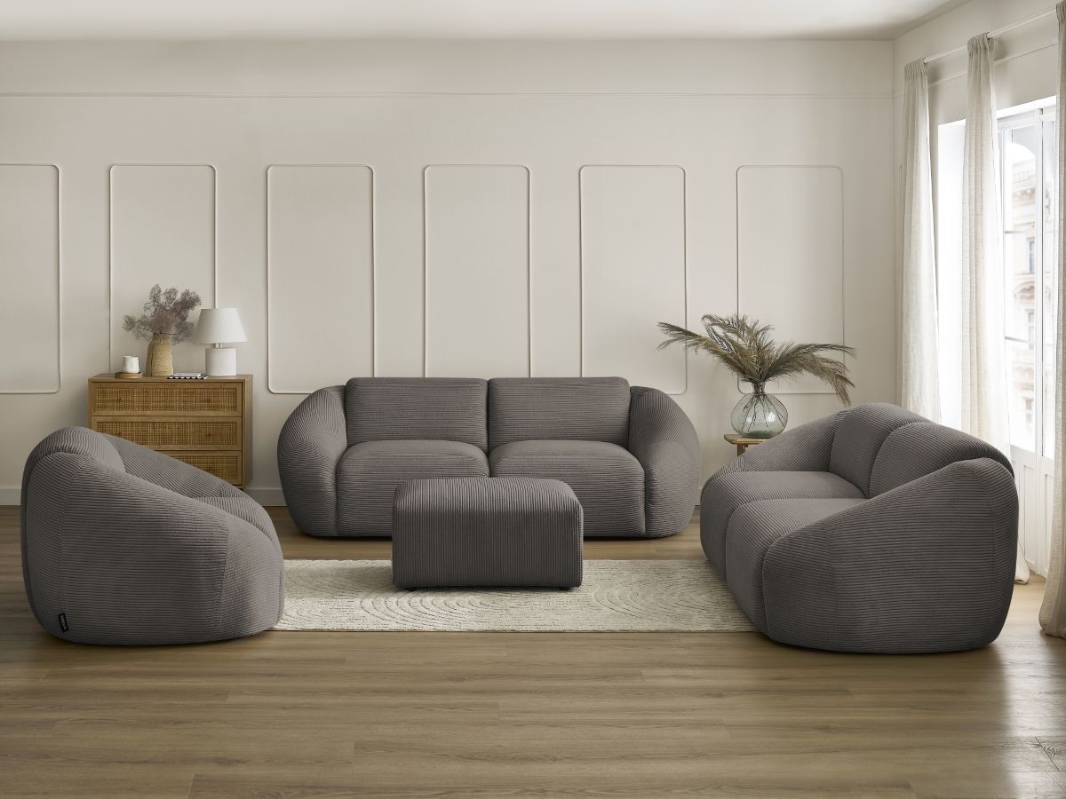 Bobochic Tina Sofa 7-Sitzer mit Pouf Cordsamt Taupe