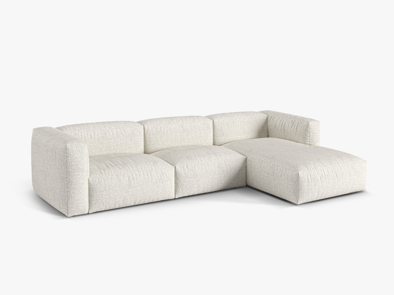 Micadoni Ecksofa Martina 3-Sitzer Rechts Boucle Monet Grau Beige Melange
