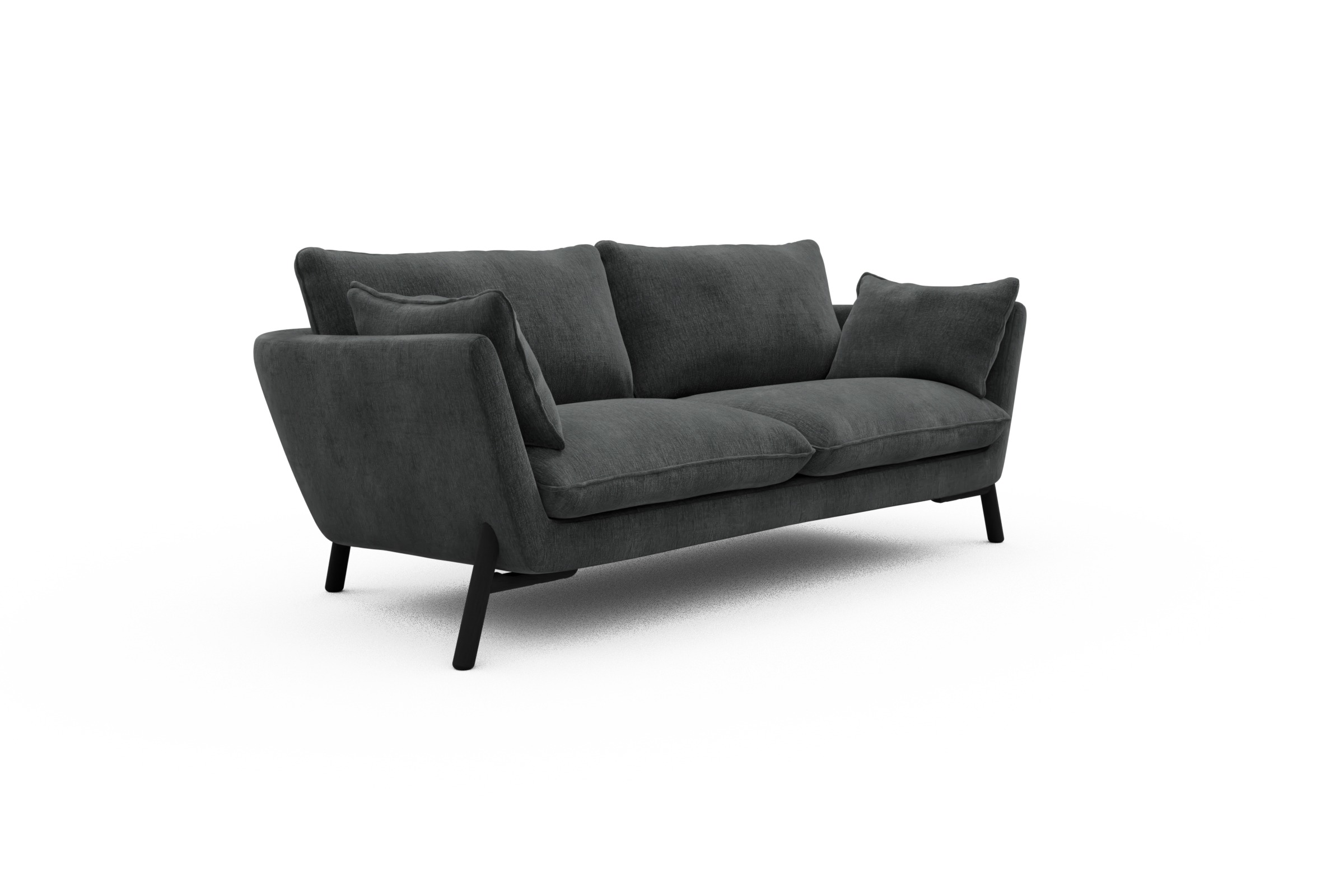 Sofa Emil 2-Sitzer Beinfarbe Eiche Schwarz Smooth-Deep-Warm-Grey