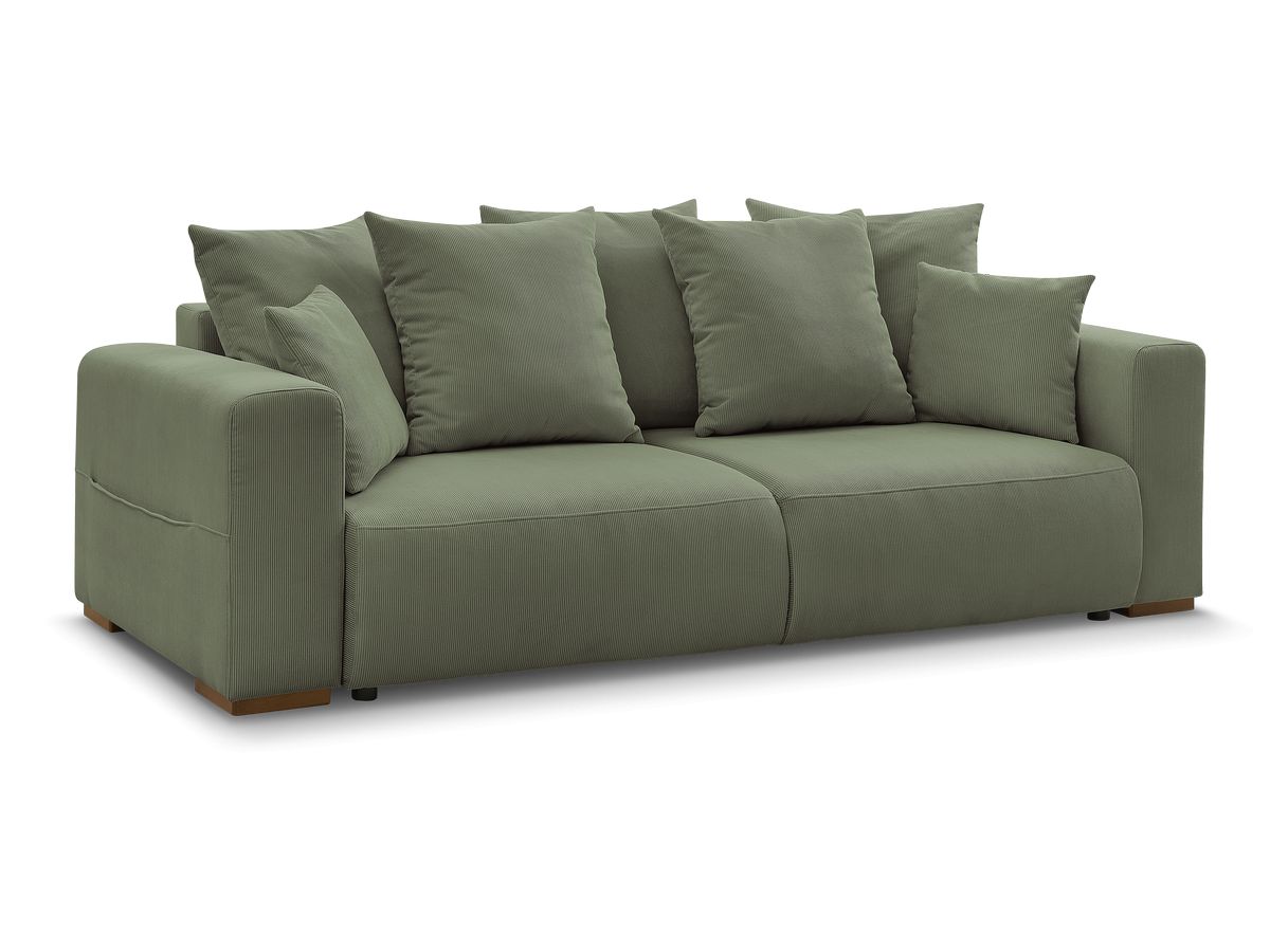 Bobochic Sidonie Schlafsofa 3-Sitzer mit Bettkasten Cordsamt Grün