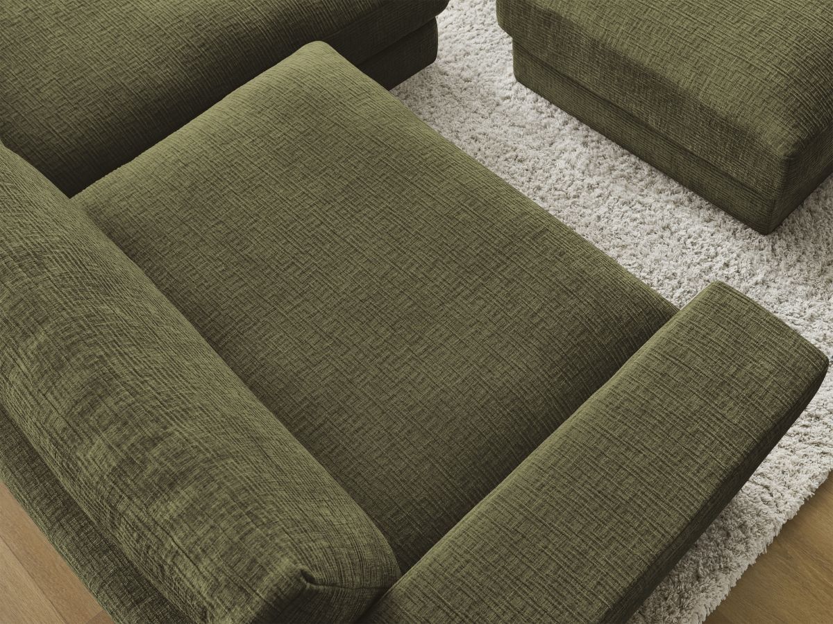 Bobochic Leonard Ecksofa mit Pouf 234 × 159 cm Strukturstoff Grün Ecke rechts