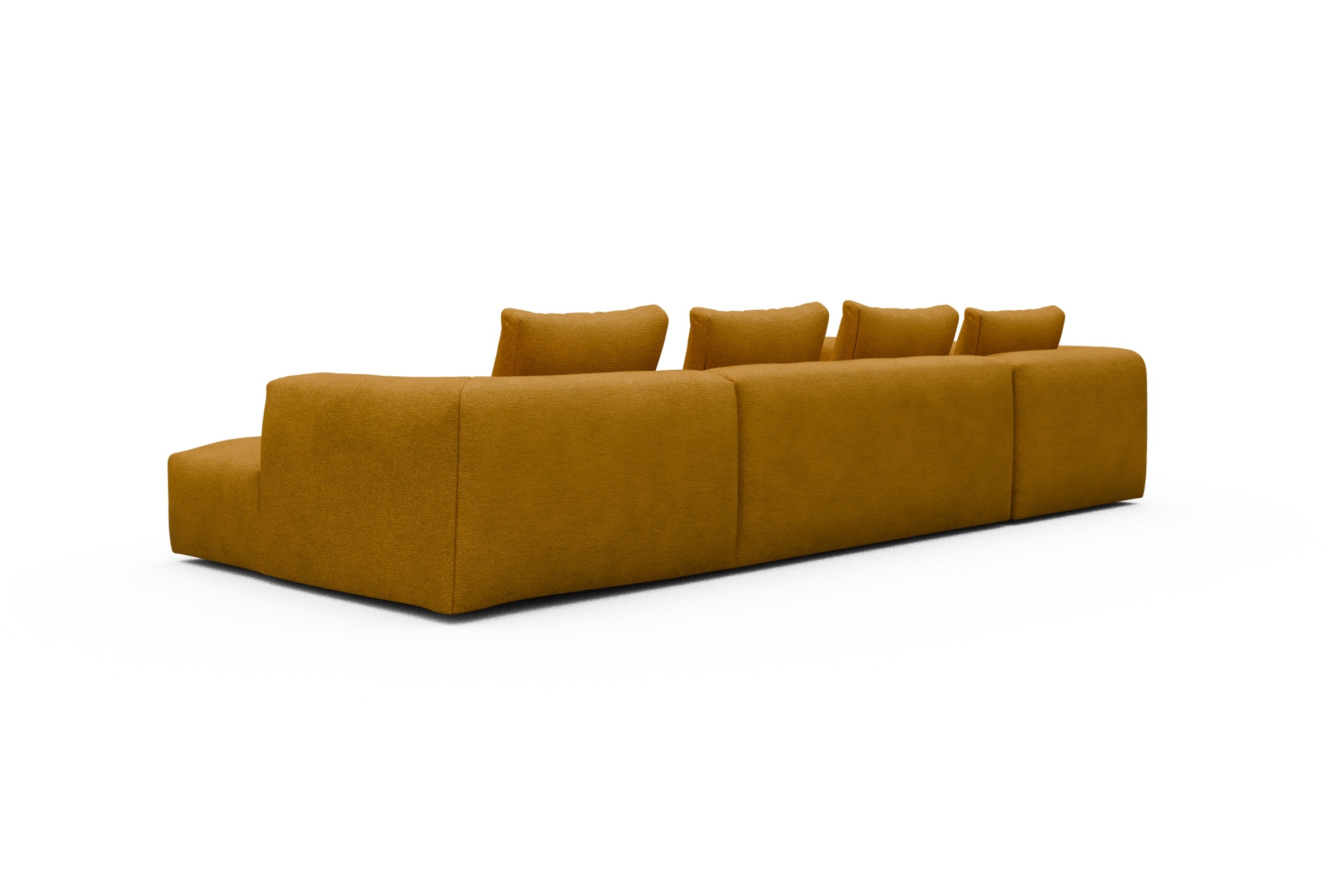 Wohnlandschaft Fred Chaiselongue rechts mit 2-Sitzer und lange Armlehne links Boucle-Ochre
