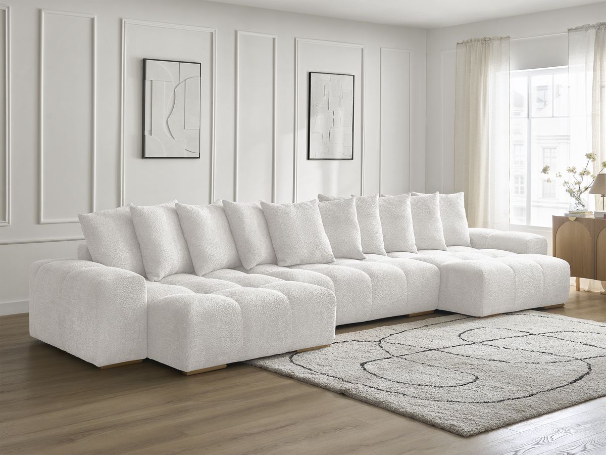 Bobochic Anakin Wohnlandschaft, 10 Kissen Bouclé-Stoff Weiß