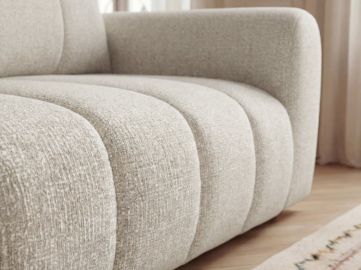 Bobochic Nesty Ecksofa in L-Form, 256 cm, mit Pouf Melange-Stoff Beige Ecke links