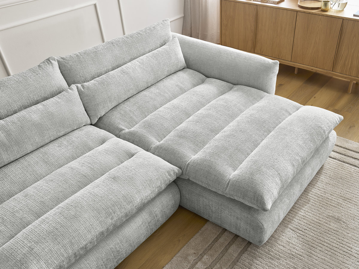 Bobochic Neil Ecksofa Strukturstoff Hellgrau Ecke rechts