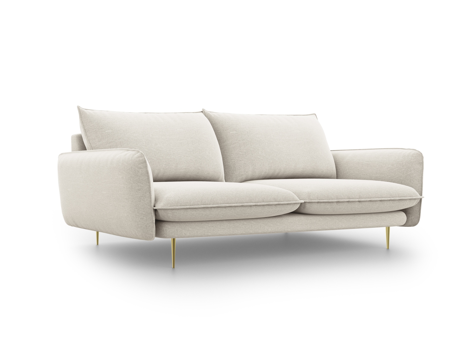 Cosmopolitan Design Sofa Vienna 3-Sitzer Strukturierter Stoff Positano Helles Beige Beine Gold