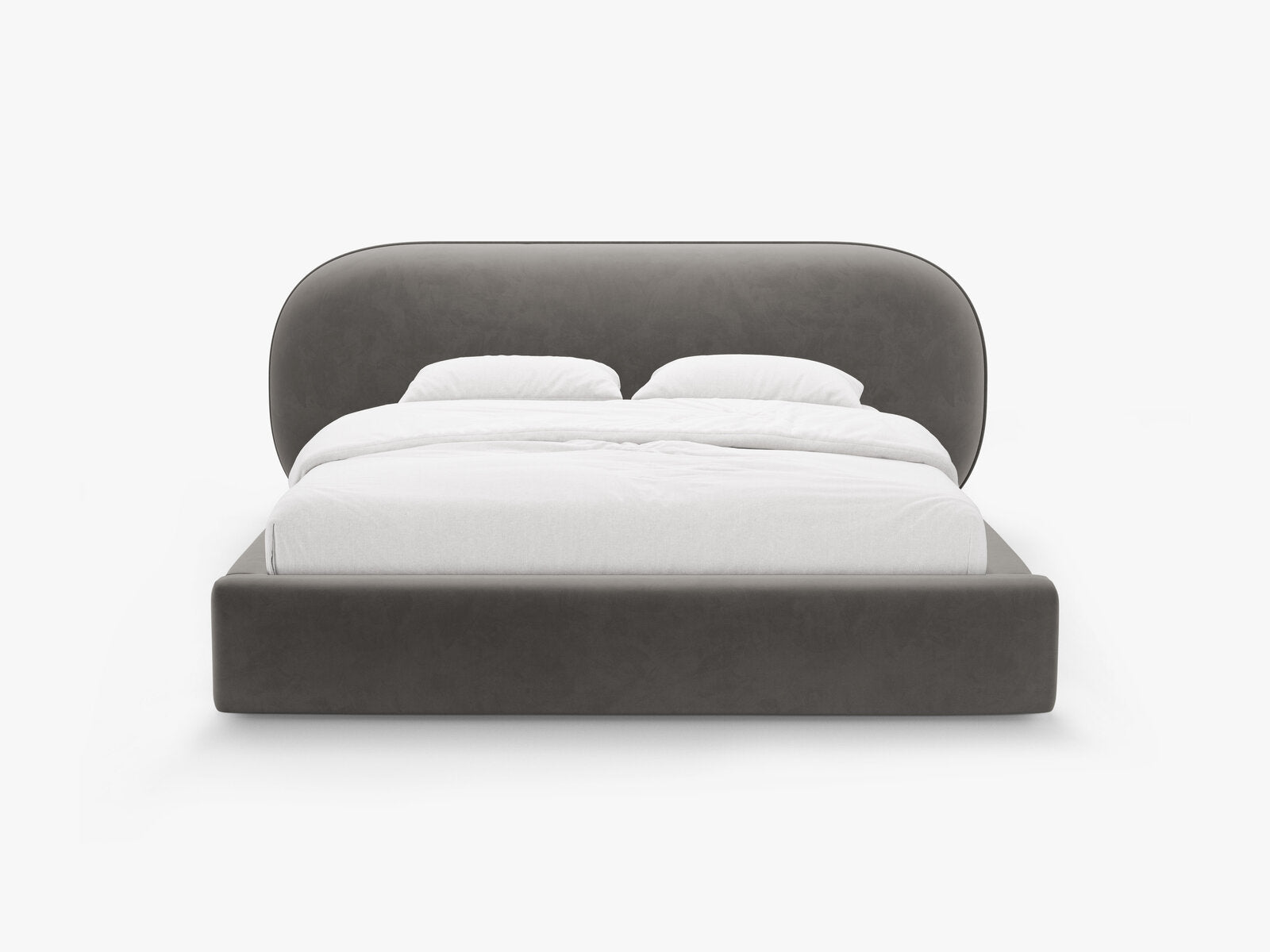 Micadoni Stauraumbett mit Kopfteil Ovalo Samt Magic Velvet Dunkelgrau 180x200